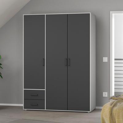 Rauch Voyager 140cm 3 Door Wardrobe with Drawer - Alpine White and Metallic Dark Grey thumbnail