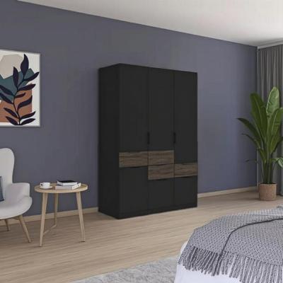 Rauch Mats 136cm 4 Door Wardrobe With Drawer Metallic Dark Grey And Atlantic Dark Oak
