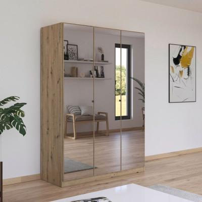 Rauch Reflect 136cm 3 Door Mirrored Wardrobe With Interior Division Artisan Oak