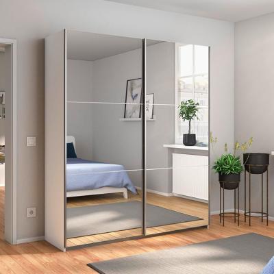 Rauch Reflect 175cm 2 Door Mirrored Sliding Wardrobe With Interior Division Alpine White