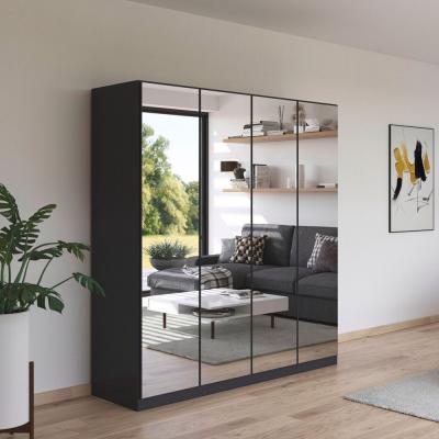 Rauch Reflect 181cm 4 Door Mirrored Wardrobe Metallic Dark Grey