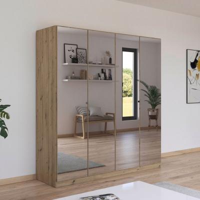 Rauch Reflect 181cm 4 Door Mirrored Wardrobe With Interior Division Artisan Oak