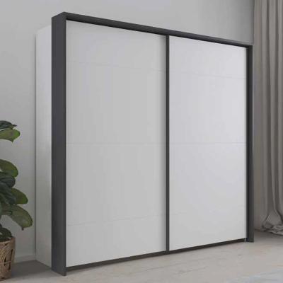 Rauch Corvo 225cm 2 Door Sliding Wardrobe With Passepartout Alpine White And Metallic Dark Grey