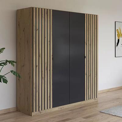Rauch Genua 181cm 4 Door Wardrobe Type A Artisan Oak And Metallic Dark Grey