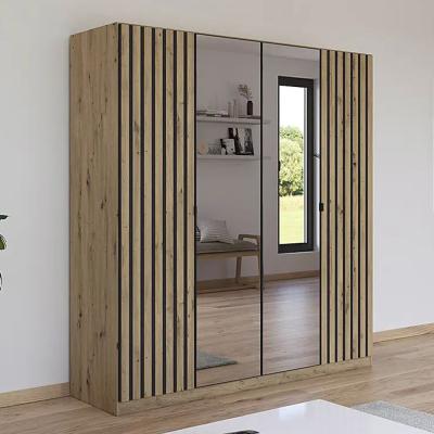 Rauch Genua 181cm 4 Door Wardrobe With Mirror Artisan Oak And Metallic Dark Grey
