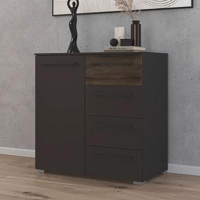 Rauch Luana 1 Door Small Sideboard 80cm Graphite And Atlantic Dark Oak