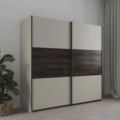 Rauch Marbella 218cm 2 Door Sliding Wardrobe With Extras Champagne And Atlantic Dark Oak
