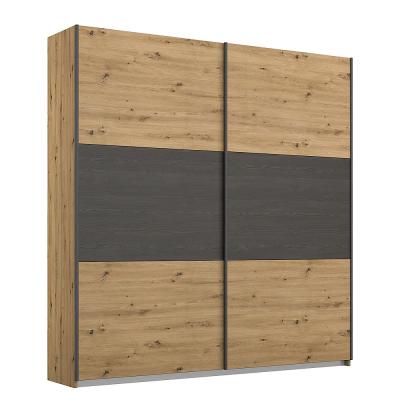 Rauch Miro 175cm 2 Door Sliding Wardrobe Artisan Oak And Black Oak