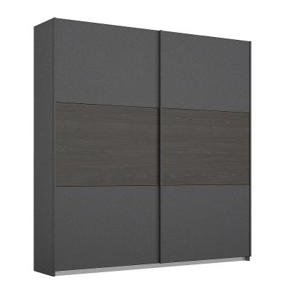 Rauch Miro 175cm 2 Door Sliding Wardrobe Metallic Dark Grey And Black Oak