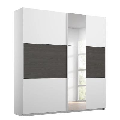 Rauch Miro 175cm 2 Door Sliding Wardrobe With Mirror Alpine White And Black Oak