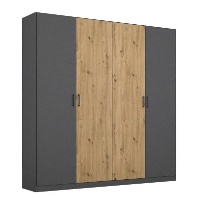 Rauch Miro 181cm 4 Door Wardrobe Metallic Dark Grey And Artisan Oak