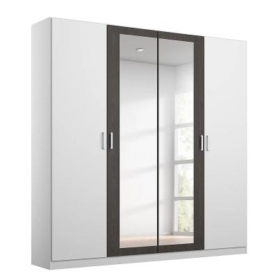 Rauch Miro 181cm 4 Door Wardrobe With Mirror Alpine White And Black Oak