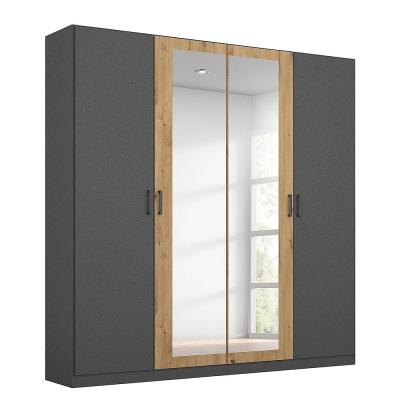 Rauch Miro 181cm 4 Door Wardrobe With Mirror Metallic Dark Grey And Artisan Oak