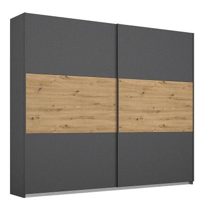 Rauch Miro 218cm 2 Door Sliding Wardrobe Metallic Dark Grey And Artisan Oak