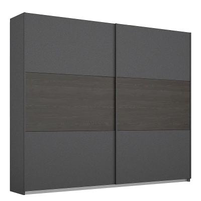 Rauch Miro 218cm 2 Door Sliding Wardrobe Metallic Dark Grey And Black Oak