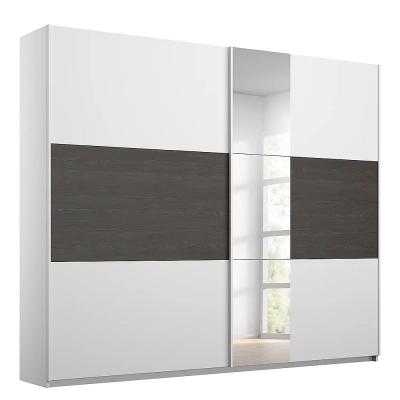 Rauch Miro 218cm 2 Door Sliding Wardrobe With Mirror Alpine White And Black Oak