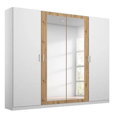 Rauch Miro 226cm 4 Door Wardrobe With Mirror Alpine White And Artisan Oak