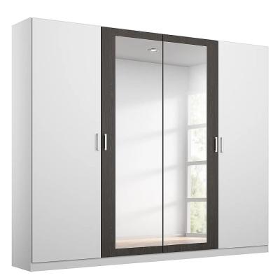 Rauch Miro 226cm 4 Door Wardrobe With Mirror Alpine White And Black Oak