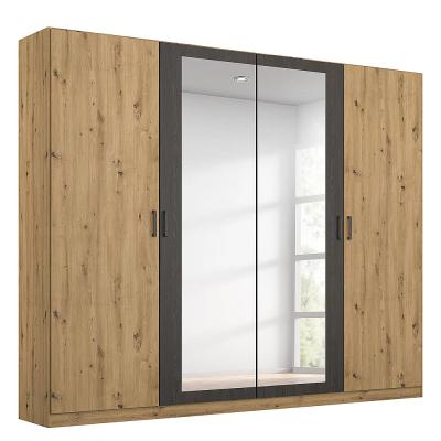 Rauch Miro 226cm 4 Door Wardrobe With Mirror Artisan Oak And Black Oak