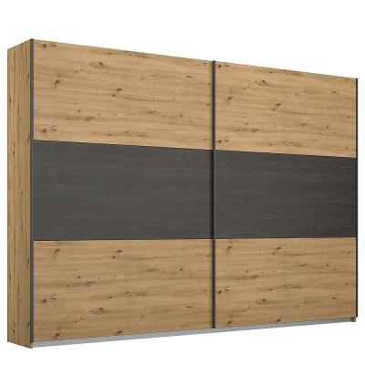 Rauch Miro 261cm 2 Door Sliding Wardrobe Artisan Oak And Black Oak