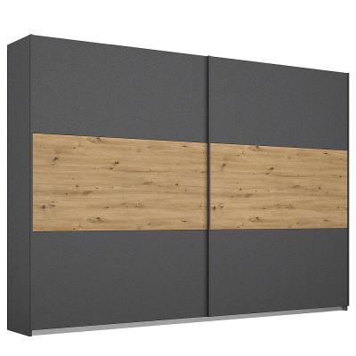 Rauch Miro 261cm 2 Door Sliding Wardrobe Metallic Dark Grey And Artisan Oak