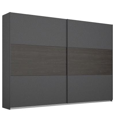 Rauch Miro 261cm 2 Door Sliding Wardrobe Metallic Dark Grey And Black Oak