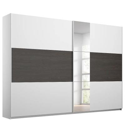 Rauch Miro 261cm 2 Door Sliding Wardrobe With Mirror Alpine White And Black Oak