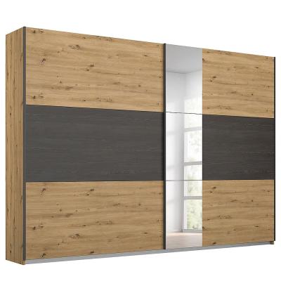 Rauch Miro 261cm 2 Door Sliding Wardrobe With Mirror Artisan Oak And Black Oak