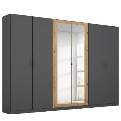 Rauch Miro 271cm 6 Door Wardrobe With Mirror Metallic Dark Grey And Artisan Oak