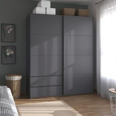 Rauch Ben 175cm 2 Door Sliding Wardrobe With Drawer Metallic Dark Grey