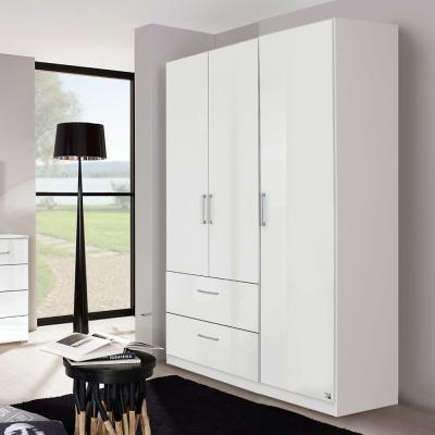 Rauch Morella 136cm 3 Door Wardrobe With Drawer Alpine White And White High Gloss