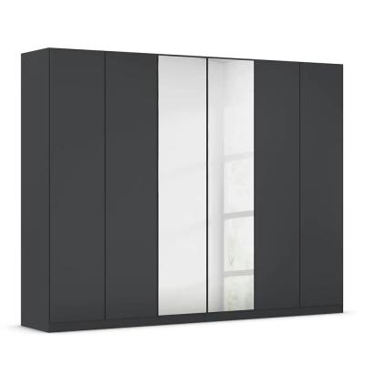 Rauch Wingview Lite 271cm 6 Door Wardrobe With Mirror Metallic Dark Grey