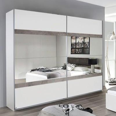 Rauch Penzberg 226cm 2 Door Sliding Wardrobe With Mirror Alpine White And Stone Grey