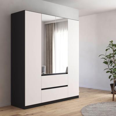 Rauch Mainz Plus 181cm 4 Door Combi Wardrobe Metallic Dark Grey And White High Gloss