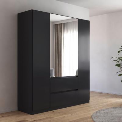 Rauch Mainz Plus 181cm 4 Door Combi Wardrobe Metallic Dark Grey And Grey High Gloss