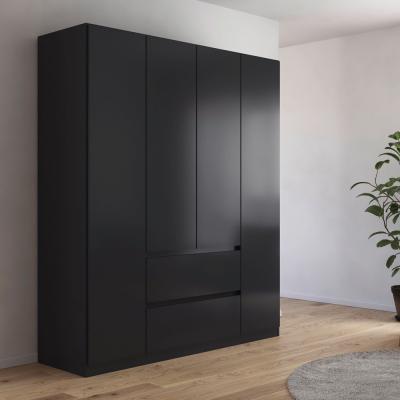 Rauch Mainz Plus 181cm 4 Door Wardrobe With Drawer Metallic Dark Grey And Grey High Gloss