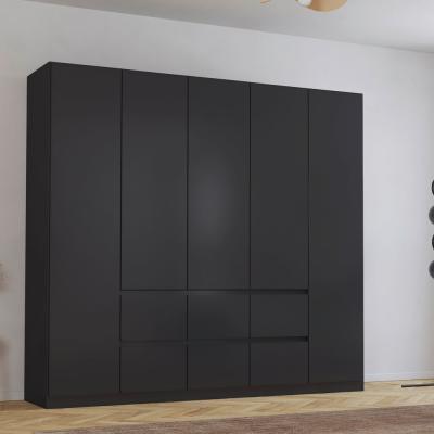 Rauch Mainz Plus 226cm 5 Door Wardrobe With Drawer Metallic Dark Grey And Grey High Gloss