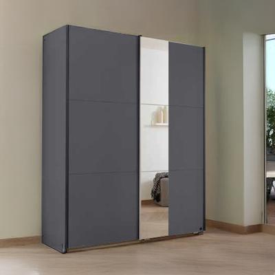 Rauch Slide 131cm 2 Door Sliding Wardrobe With Mirror Metallic Dark Grey