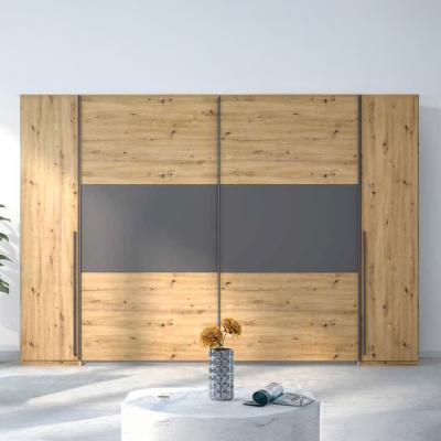 Rauch Mood 268cm 4 Door Wardrobe Artisan Oak And Metallic Dark Grey