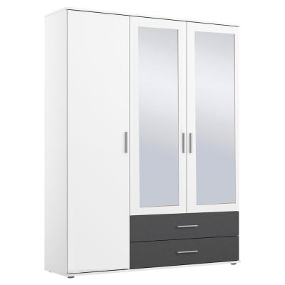 Rauch Rasant Extra 127cm 3 Door Combi Wardrobe With 2 Drawers Alpine White And Metallic Dark Grey