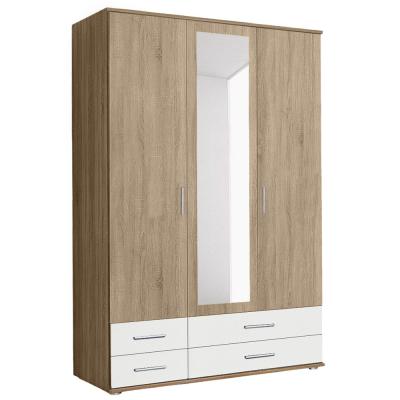 Rauch Rasant Extra 127cm 3 Door Combi Wardrobe With 4 Drawers Sonoma Oak And Alpine White