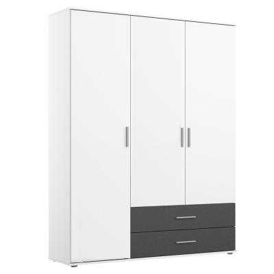 Rauch Rasant Extra 127cm 3 Door Wardrobe With 2 Drawers Alpine White And Metallic Dark Grey