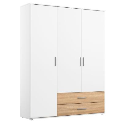 Rauch Rasant Extra 127cm 3 Door Wardrobe With 2 Drawers Alpine White And Sonoma Oak