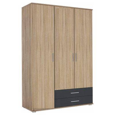 Rauch Rasant Extra 127cm 3 Door Wardrobe With 2 Drawers Sonoma Oak And Metallic Dark Grey