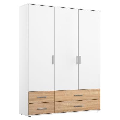 Rauch Rasant Extra 127cm 3 Door Wardrobe With 4 Drawers Alpine White And Sonoma Oak
