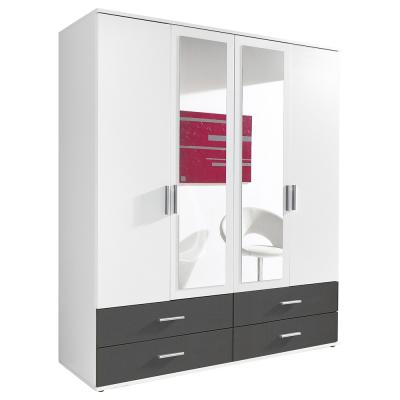 Rauch Rasant Extra 168cm 4 Door Combi Wardrobe With 4 Drawers Alpine White And Metallic Dark Grey