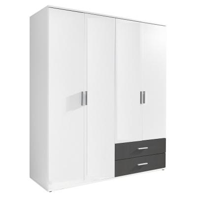 Rauch Rasant Extra 168cm 4 Door Wardrobe With 2 Drawers Alpine White And Metallic Dark Grey
