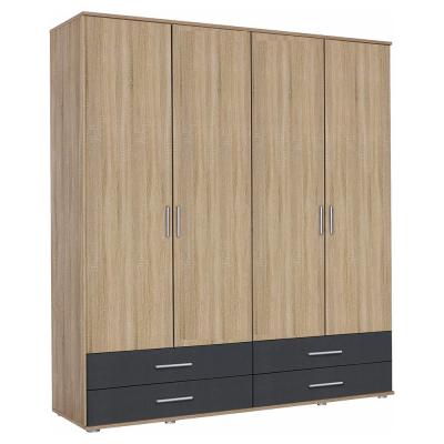 Rauch Rasant Extra 168cm 4 Door Wardrobe With 4 Drawers Sonoma Oak And Metallic Dark Grey
