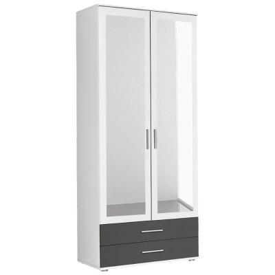 Rauch Rasant Extra 85cm 2 Door Combi Wardrobe Alpine White And Metallic Dark Grey