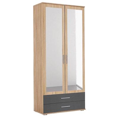 Rauch Rasant Extra 85cm 2 Door Combi Wardrobe Sonoma Oak And Metallic Dark Grey